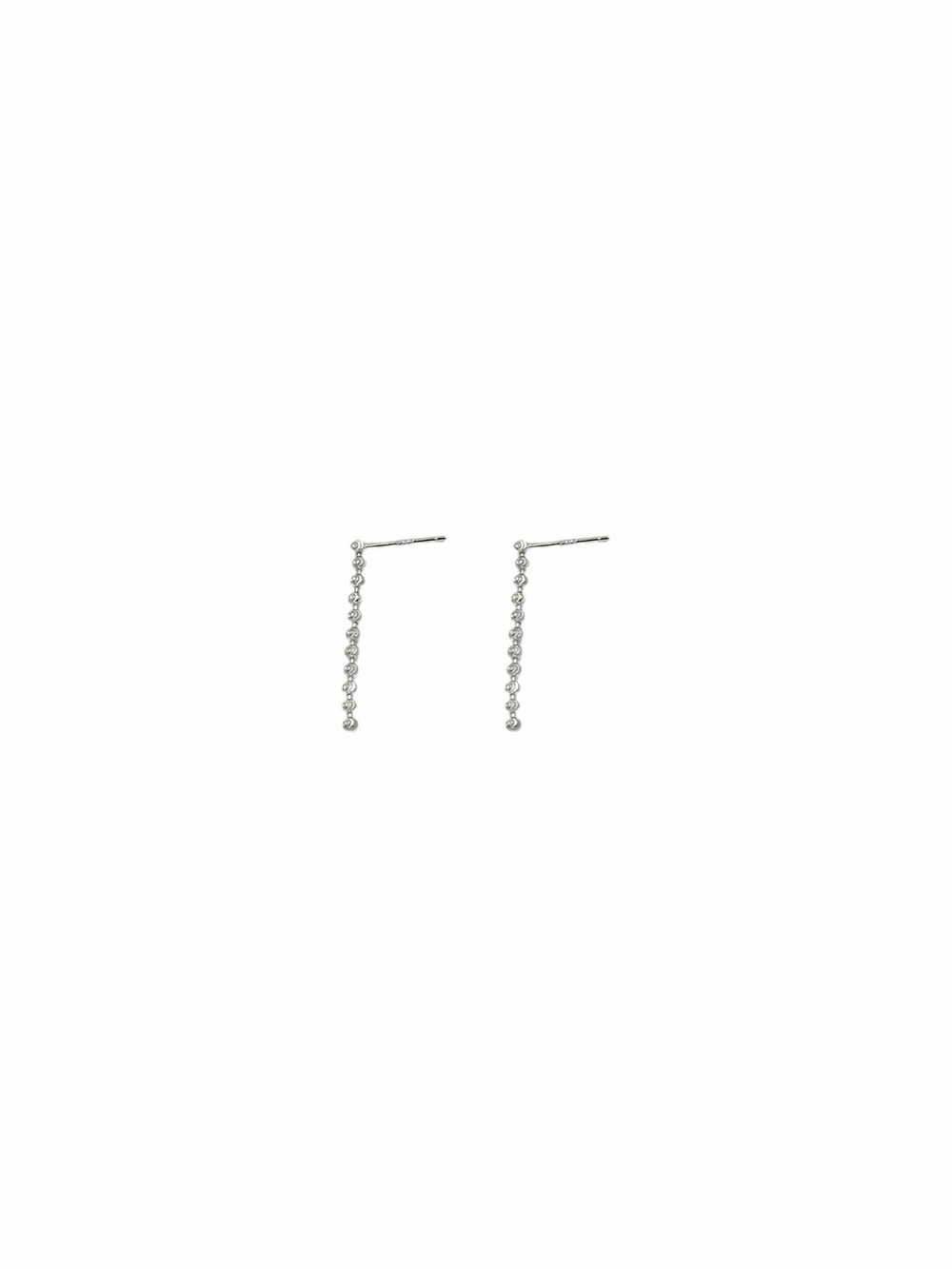 Silver CZ Linear Drop Earrings Dainty Crystal Dangle Studs Minimalist